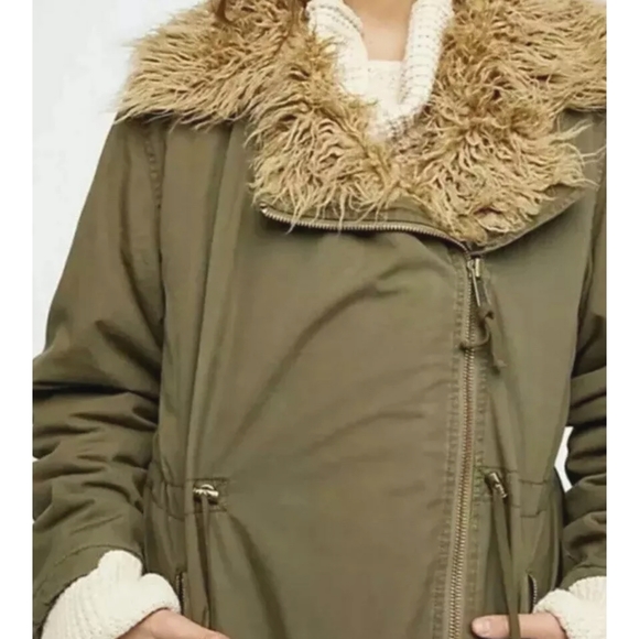 Free People Fur Lined Extreme Moto Parka / Olive - Picture 13 of 13